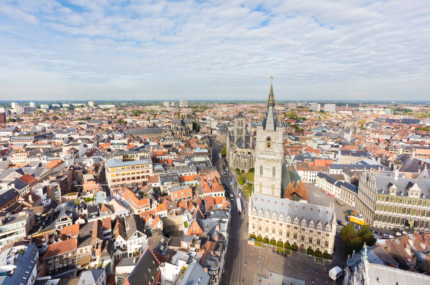 luchtfoto van de stad Gent
