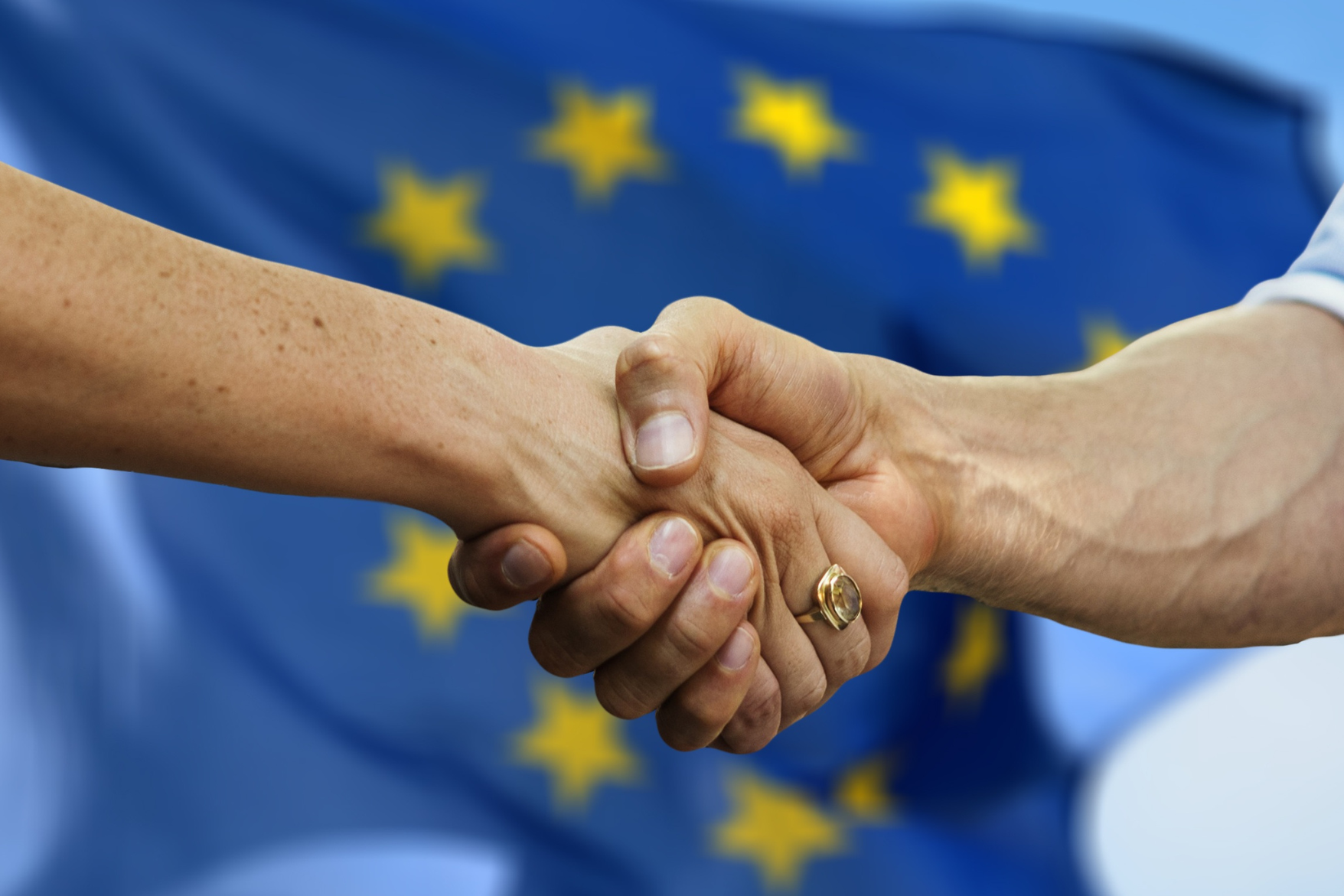 handdruk voor Europese vlag